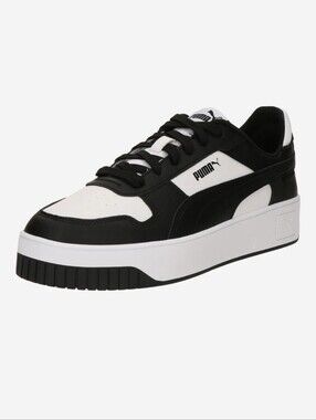 Puma Women's Carina Black and White Platform Lace-Up Street Sneaker